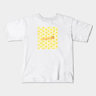 Strawberry Yellow Stripes Pattern Kids T-Shirt